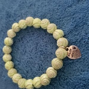 Lime beads approximately 7 1/4 inches silver accented  beads.